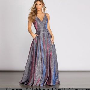 Clarisse pleated glitter pink, silver & black shimmer size 18